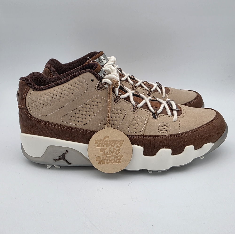 Air Jordan 9 Low Golf X Happy Life Wood ' Woodgrain' Men's Size 10.5